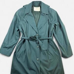 Towne by London Fog Trench Coat Women’s XL Vintage 90s Belted Removable Hood